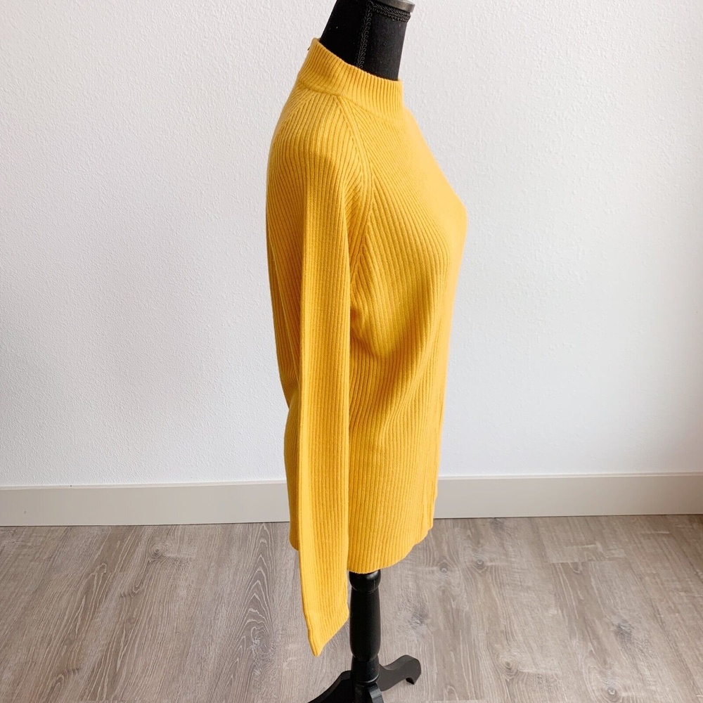 Vintage 60s Flair Fashions Gold Yellow Ribbed Mockneck Shirt Top Blouse M/L - Picture 3 of 6